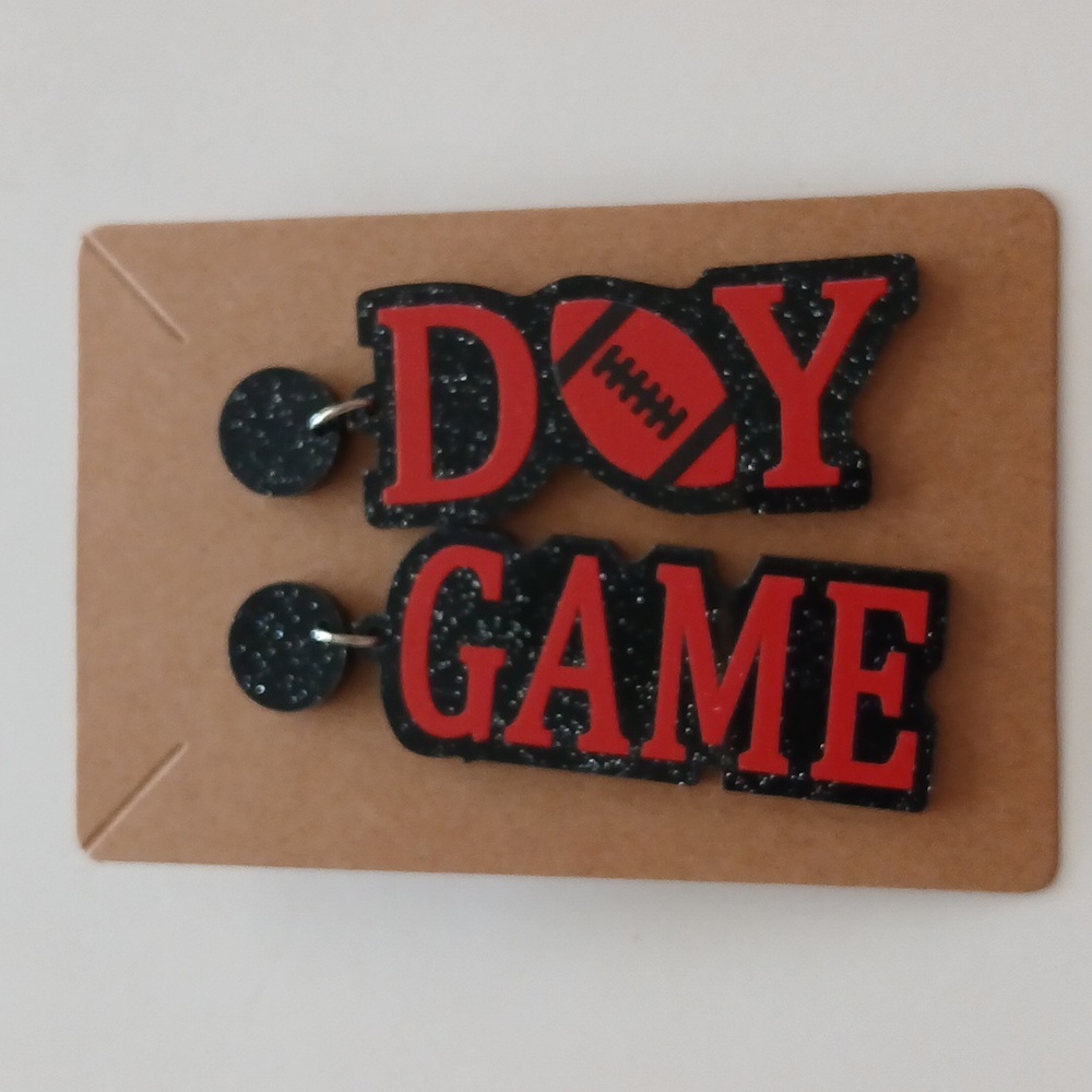Fashion Jewelry Black and Red Game Day Earrings